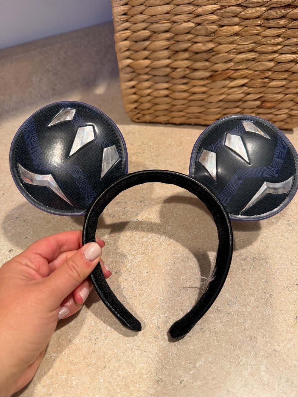 Disney Black Panther Black and Silver Superhero Mouse Ear Headband
